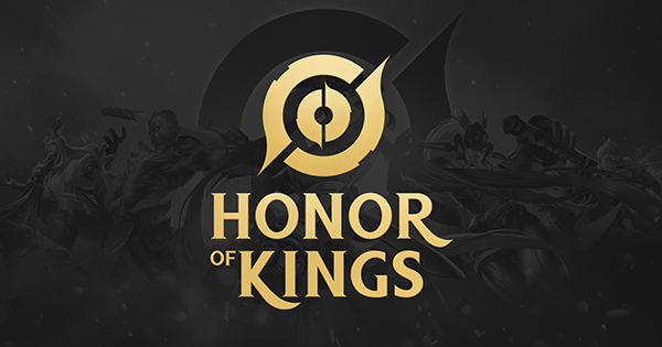 Opisyal na Honor of Kings logo at mga silweta ng hero