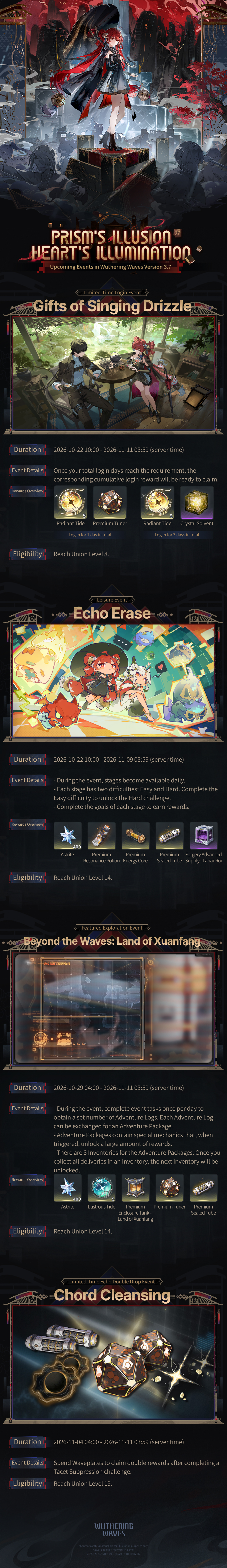 อินโฟกราฟิกทางการ Kuro Games เวอร์ชัน 3.7 พร้อมกติกาและรางวัล Echo Erase