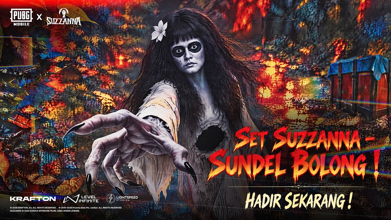 ภาพโปรโมตชุด Suzzanna Sundel Bolong จาก PUBG MOBILE Indonesia